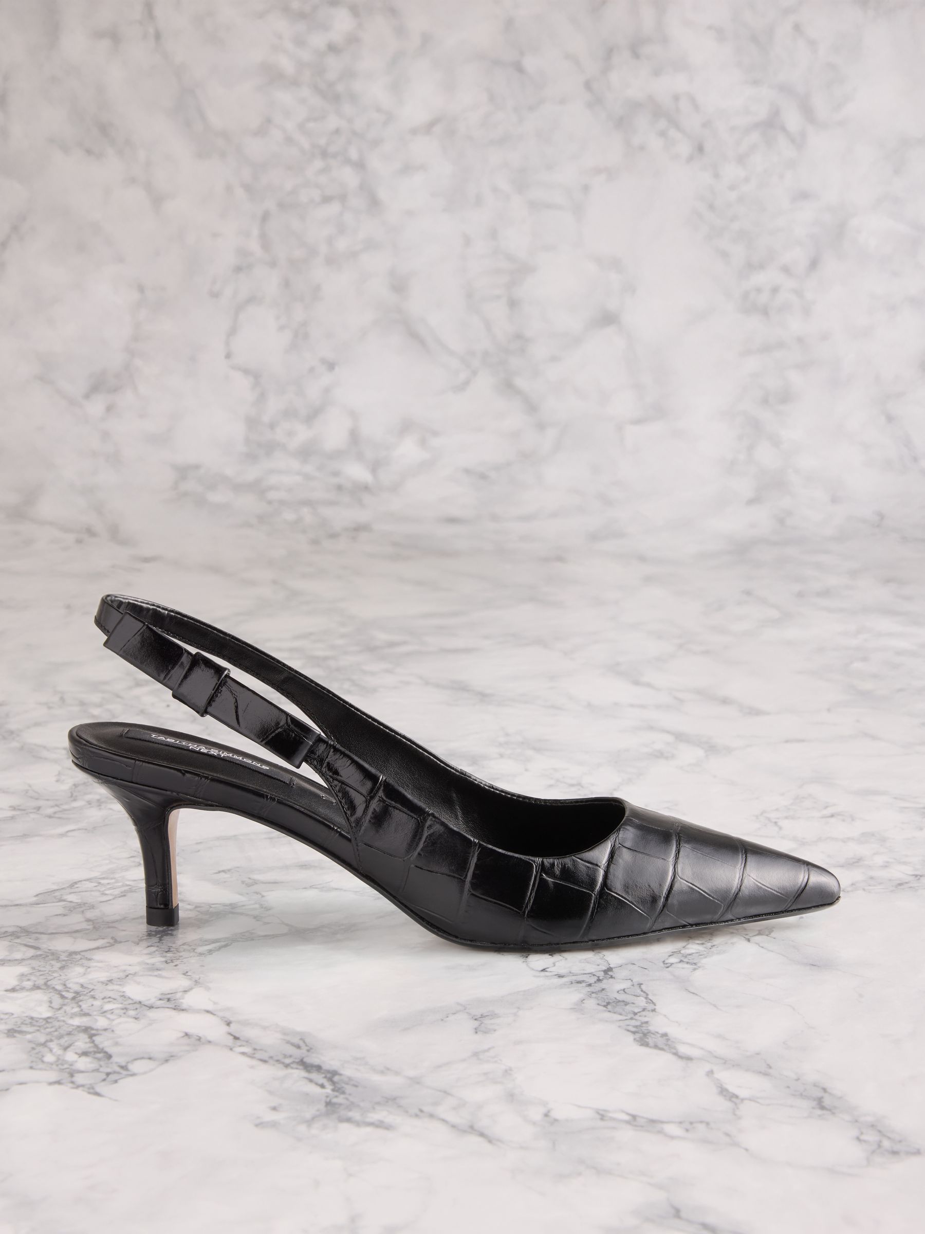 Black Croc Embossed Leather Tabitha Simmons X Next Dela Slingback Point Heels