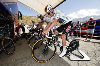 Belgian Remco Evenepoel of Soudal QuickStep pictured at the start of stage 13 of the 2023 edition of the Vuelta a Espana from Formigal Huesca la Magia Spain to Col du Tourmalet Bareges France 1347 km Friday 08 September 2023 The Vuelta takes place from 26 August to 17 SeptemberBELGA PHOTO PEP DALMAU Photo by PEP DALMAU BELGA MAG Belga via AFP Photo by PEP DALMAUBELGA MAGAFP via Getty Images