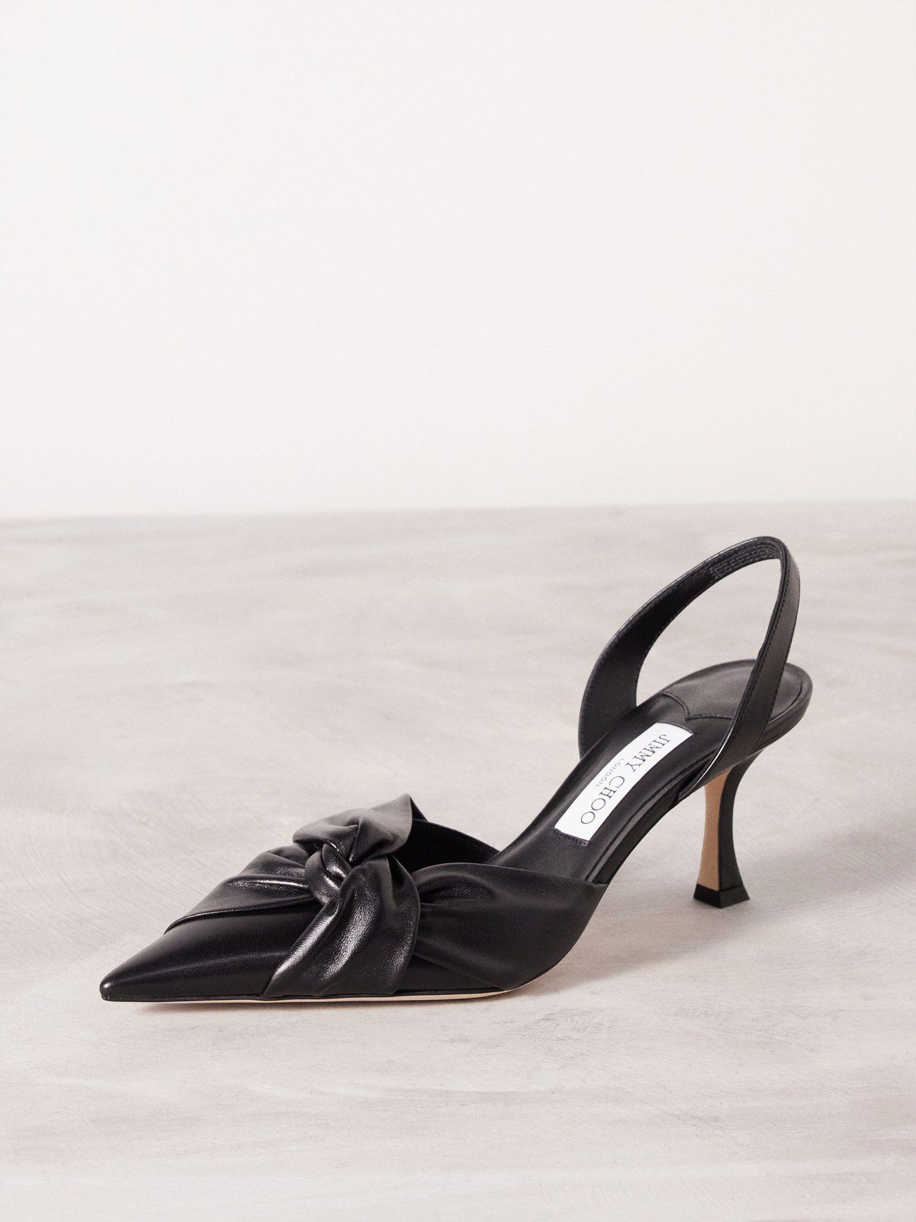 Hedera 70 Knotted Leather Slingback Pumps
