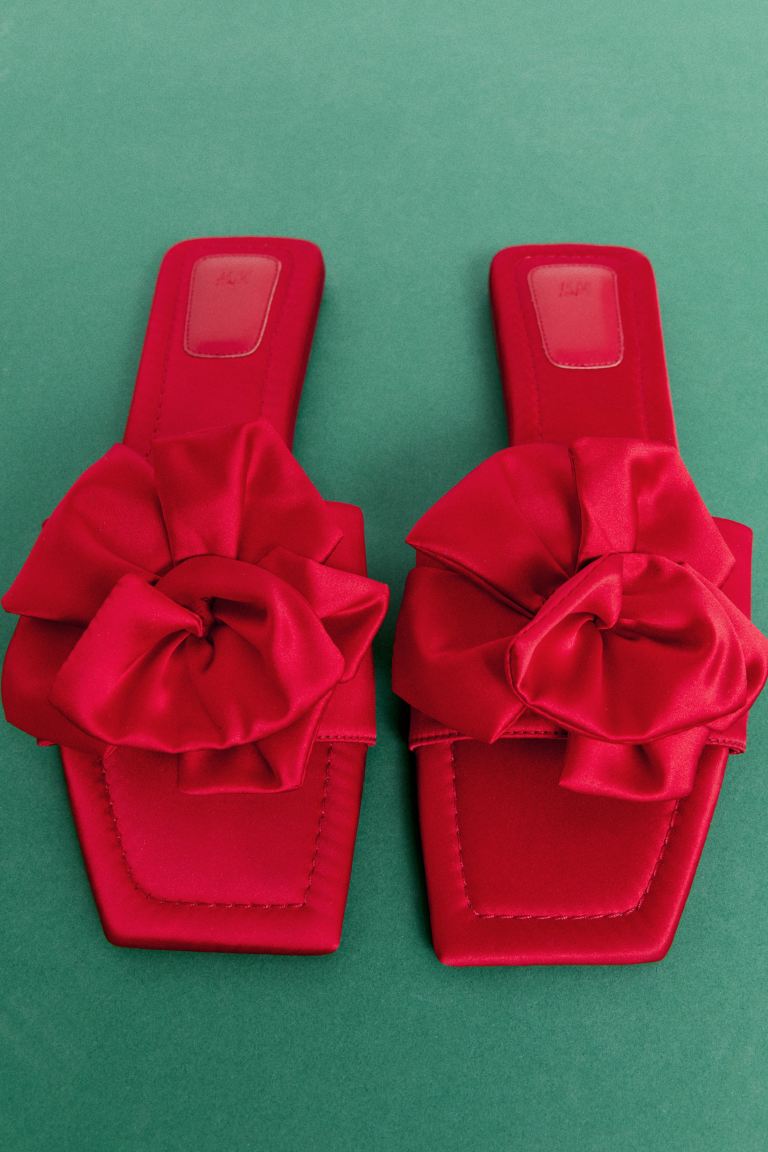 Appliquéd Satin Sandals