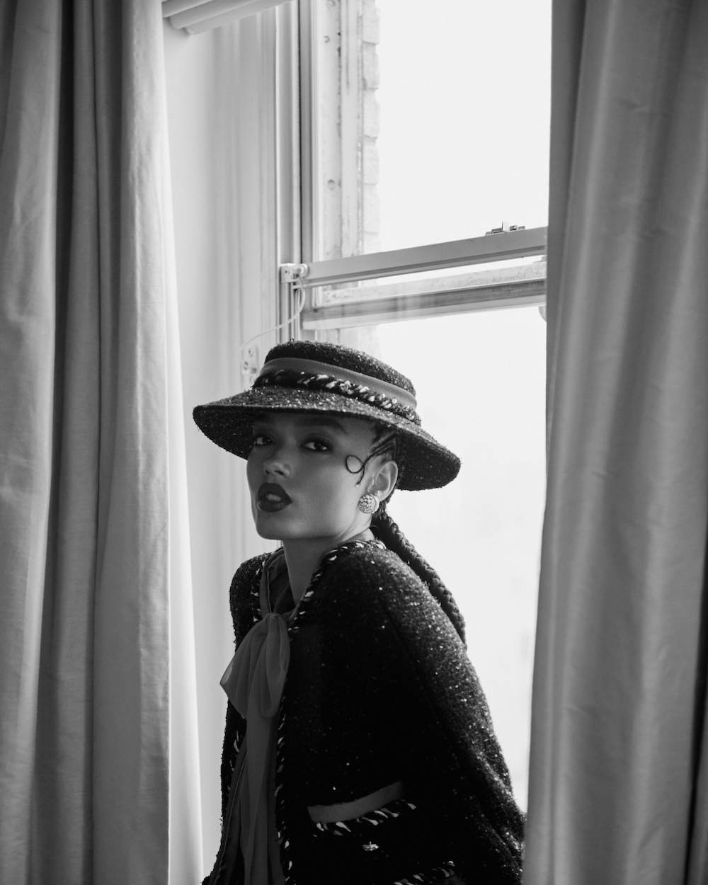 Whitney Peak gets ready for the 2025 Met Gala wearing a full Chanel look