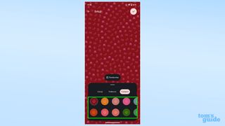 Screenshots showing the colors menu in the Android 14 emoji wallpaper creator