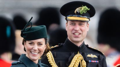d the 1st Battalion Irish Guards' St. Patrick's Day Parade with Prince William, Duke of Cambridge at Mons Barracks on March 17, 2022 in Aldershot, England.