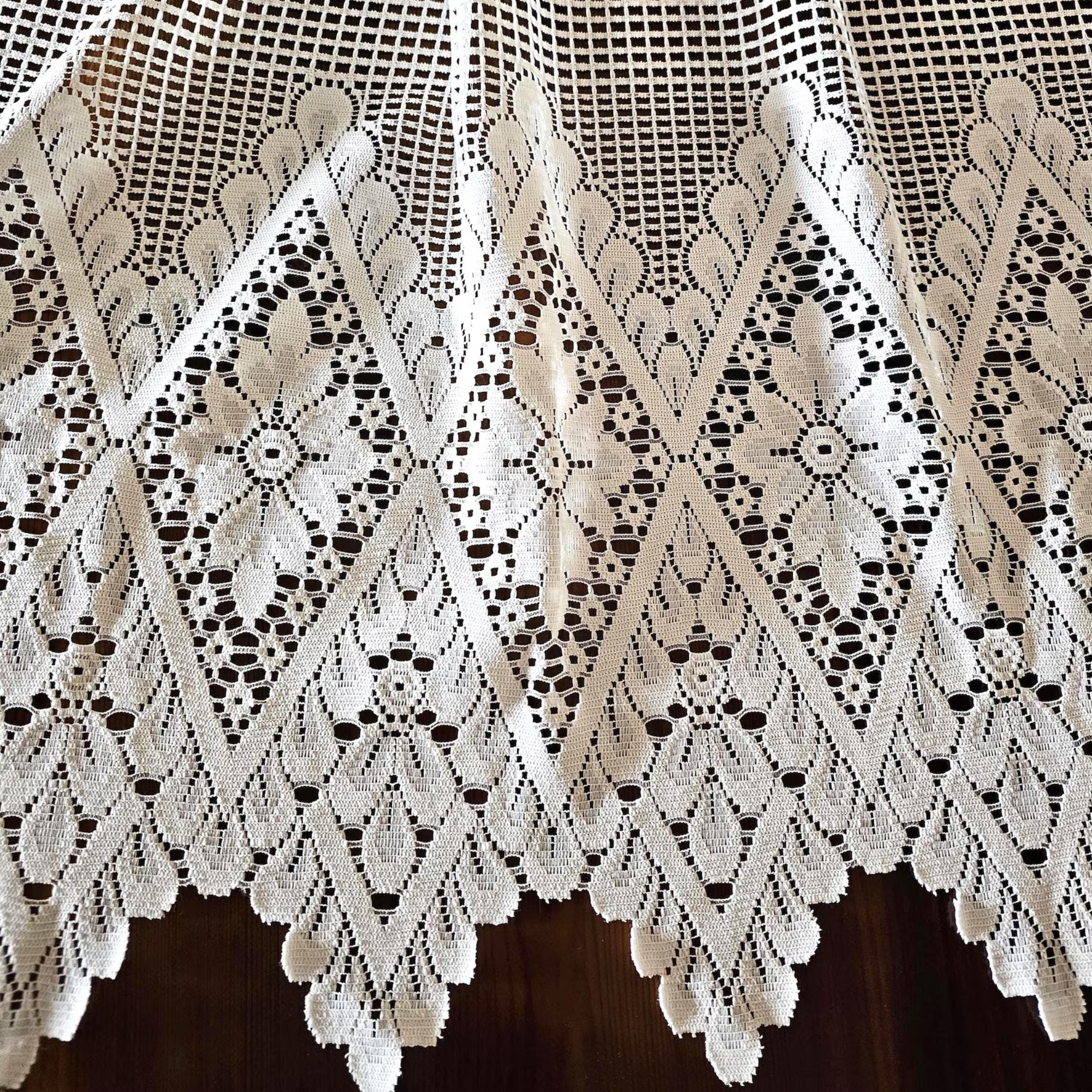 a white lace curtain