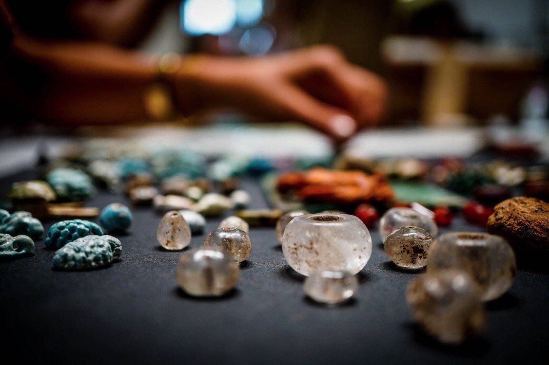 The collection included a number of glass beads.