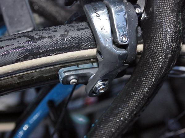 Shimano's prototype carbon-specific pads are fitted to Team Sky bikes.