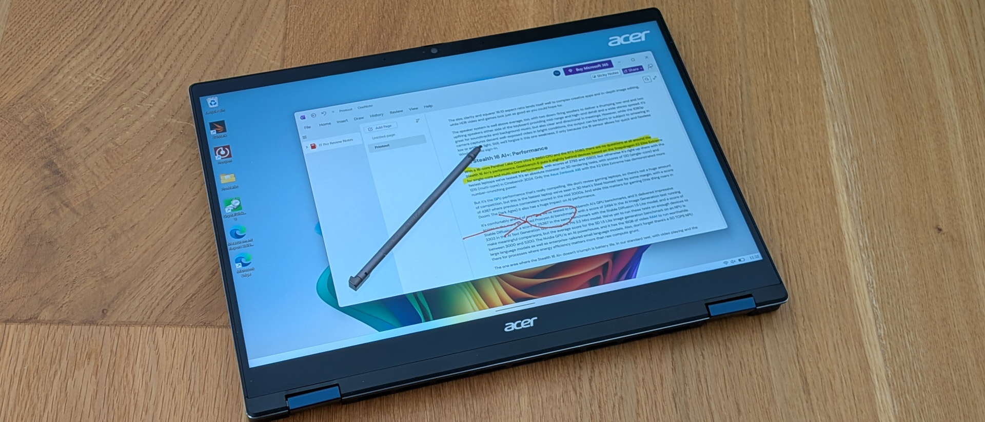 The Acer Swift Spin 14 AI on a desk