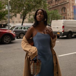 Woman outside during the fall season.