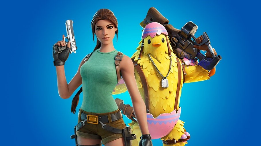 Fortnite Duos icon showing off the Lara Croft skin