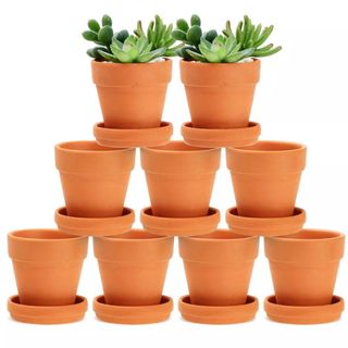 Juvale 9 Pack Small Terracotta Pots with Saucers