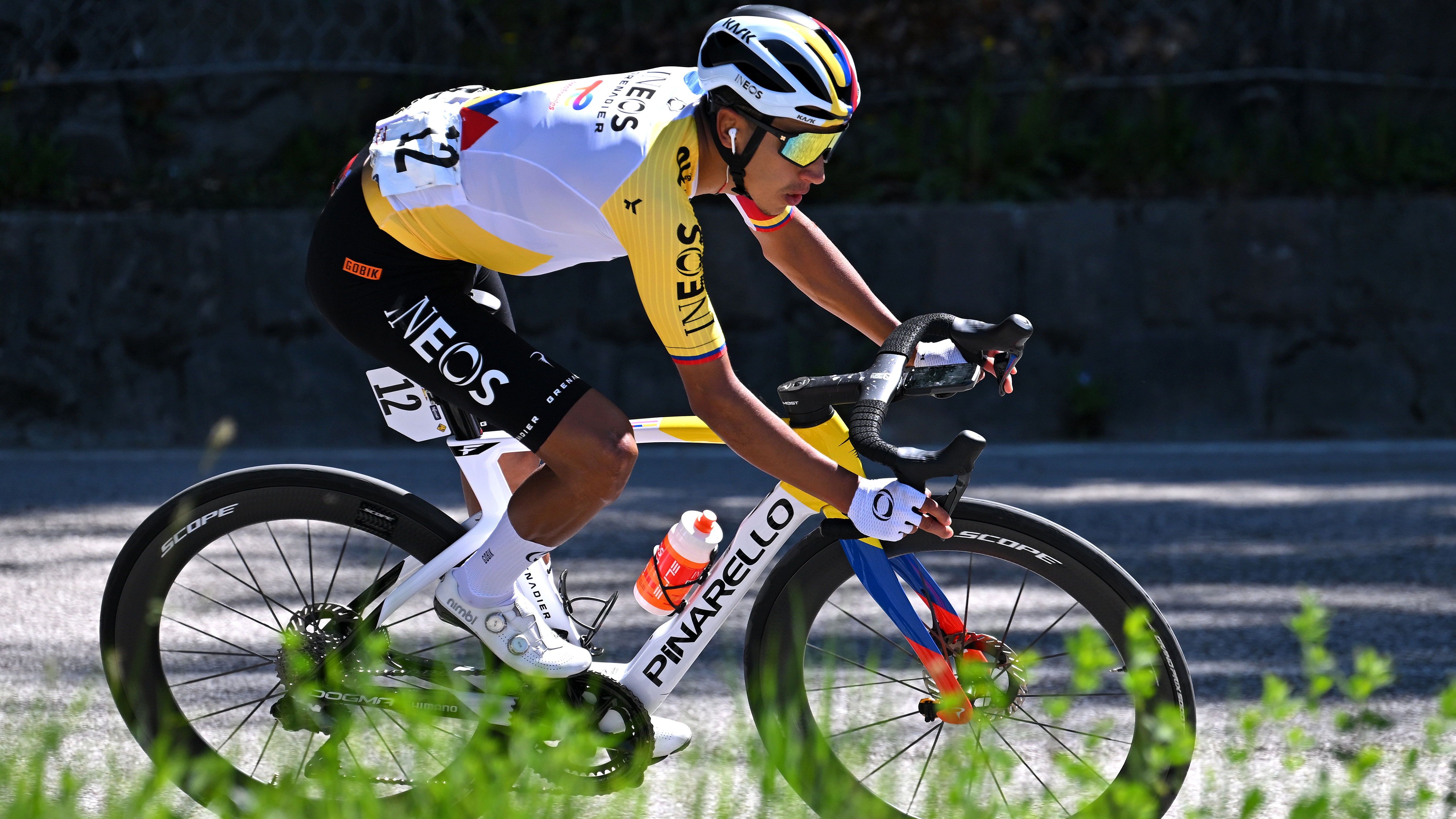 Egan Bernal of Colombia and Ineos Grenadiers competes during the 48th Tour of the Alps