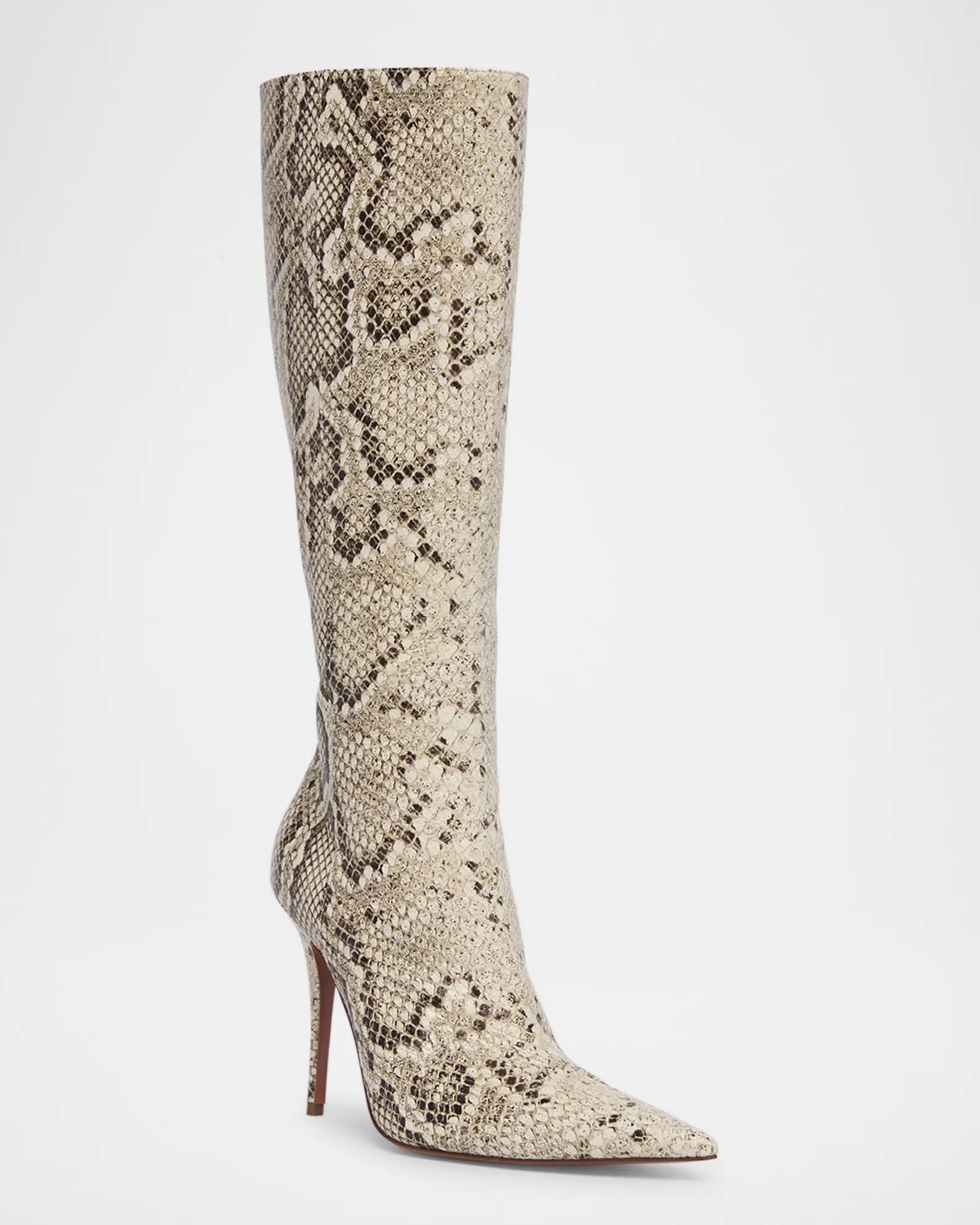 Amina Muaddi, Barbara Snake-Embossed Stiletto Boots