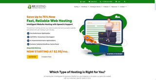 A2 Hosting home page in 2025