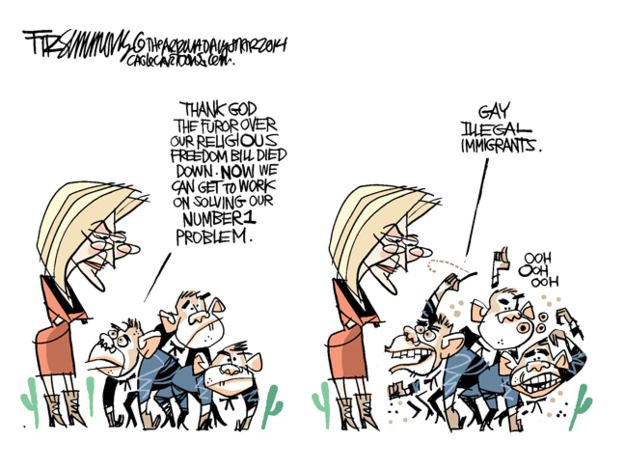 Political cartoon Arizona Jan Brewer