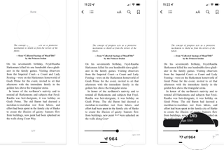 How to quickly scan through a book in Apple Books: Tap a blank part of the page to bring up the controls, touch and hold the dot on the scroll bar, drag left or right to move through pages