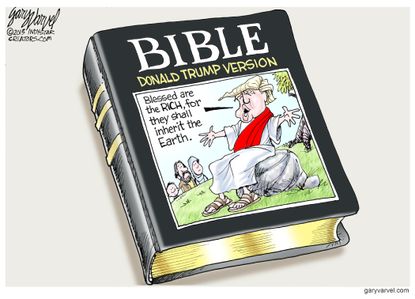Political cartoon U.S. Donald Trump Bible