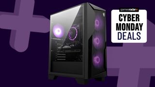 An MSI Codex gaming PC on a purple Cyber Monday background