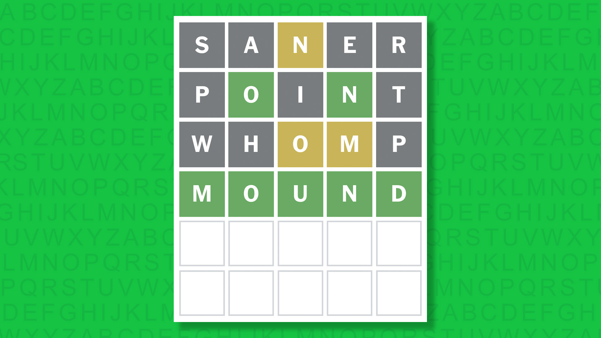 NYT Wordle answer for game 1899 on a green background
