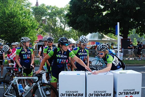 The women sign in for their race.