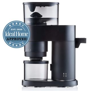 Barista & Co. Core Electric Grinder. Ideal Home Approved Logo.