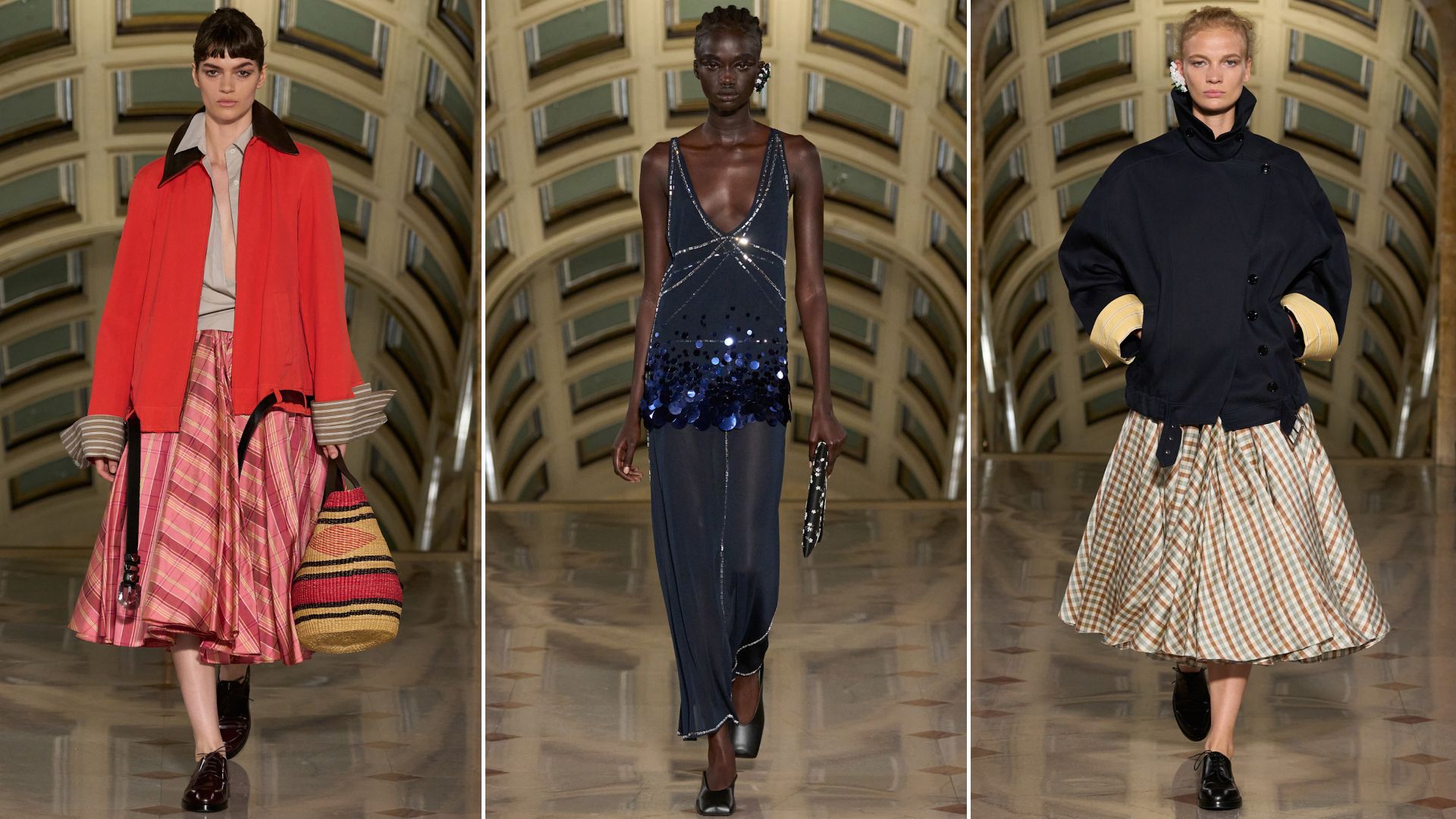 Looks on the runway at Altuzarra's Spring/Summer 2027 show at New York Fashion Week