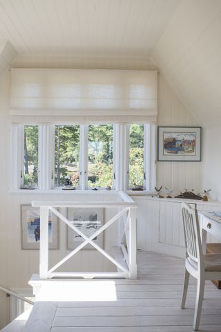 upstairs landing in a Swedish traditional summer home on an island
