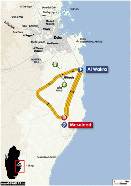 <p>Tour of Qatar - Stage 3 Map</p>