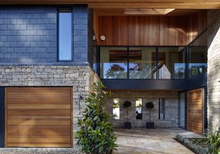 A modern self build home with an electric garage door