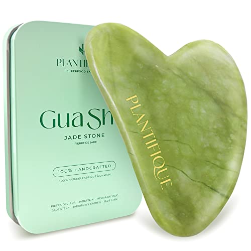 Plantifique Gua Sha Jade Tool &amp;ndash; Natural Jade Stone for Face Massage, Anti-Aging &amp;amp; Skincare Routine &amp;ndash; Facial Skin Care Gift for Women &amp;amp; Men