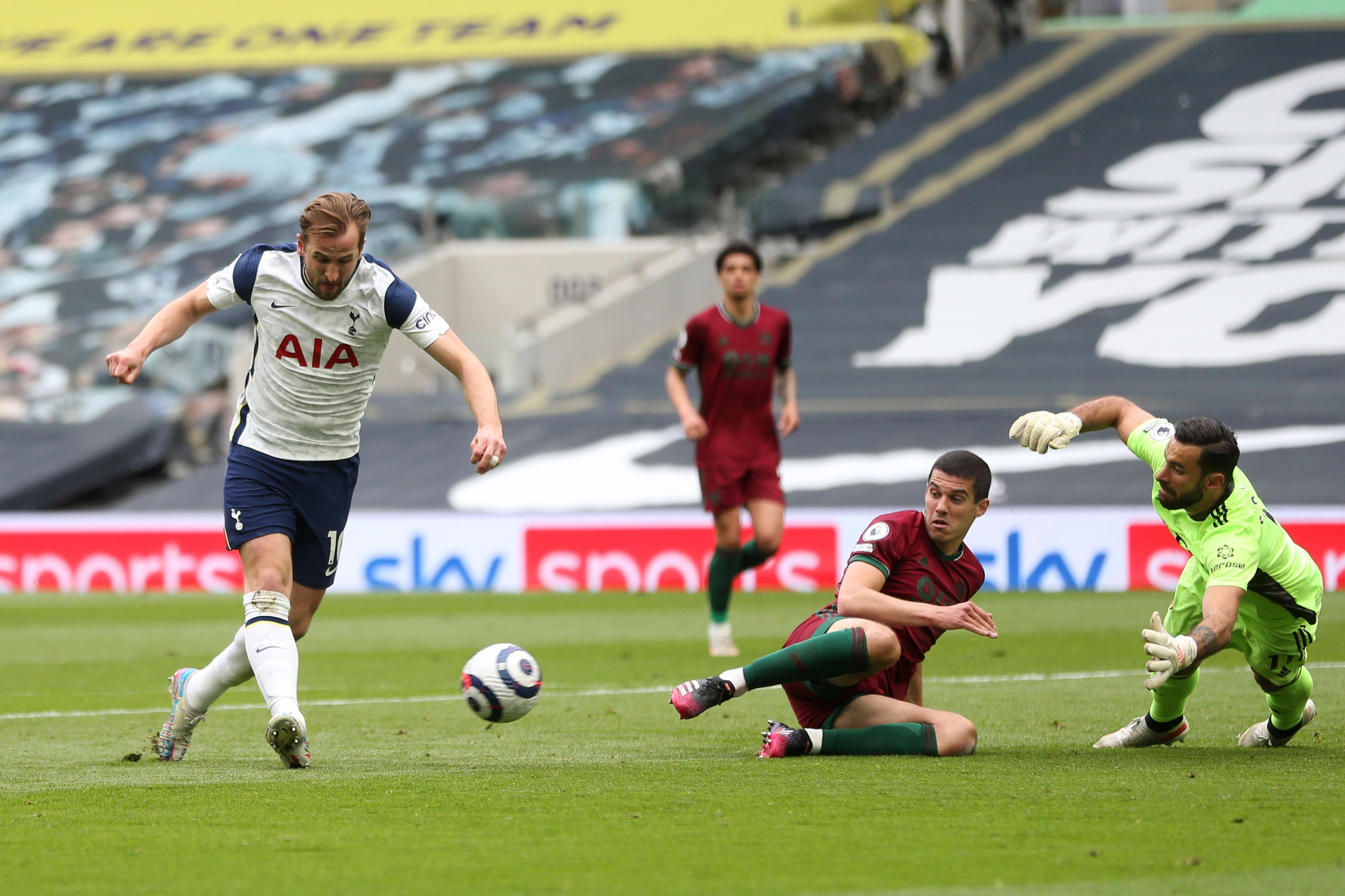 Harry Kane scoring against Wolves