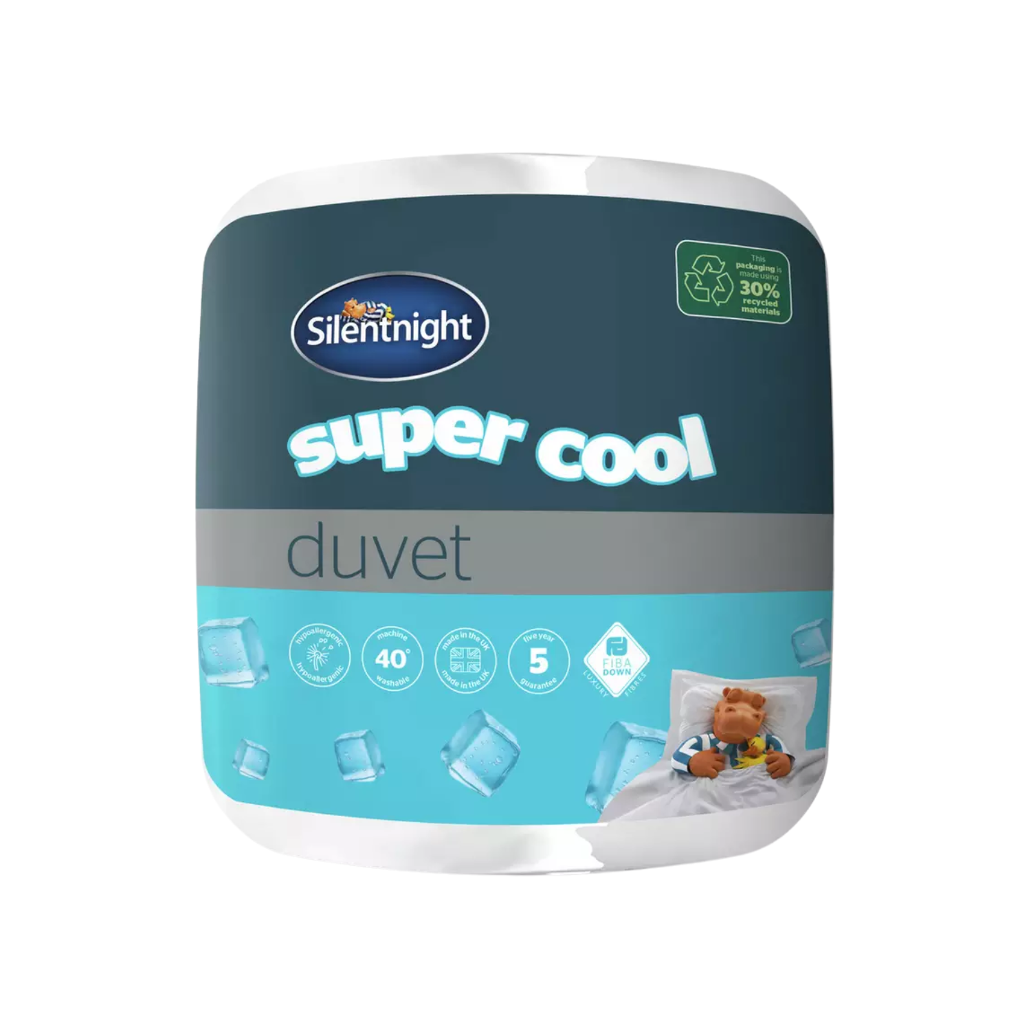 A cooling duvet in a cover