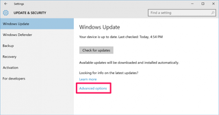 windows updates advanced options