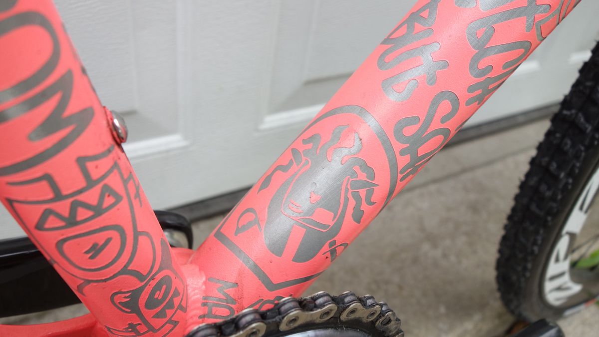 The custom finish leaves raw metal on show under the cutout areas