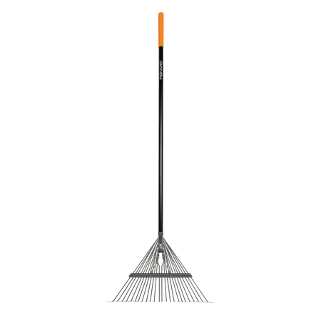 Fiskars Garden Rake, Metal Tine Leaf Rake With Fiberglass Handle, 62&quot;, Black