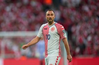 Christian Eriksen in action for Denmark against Northern Ireland in June 2023.