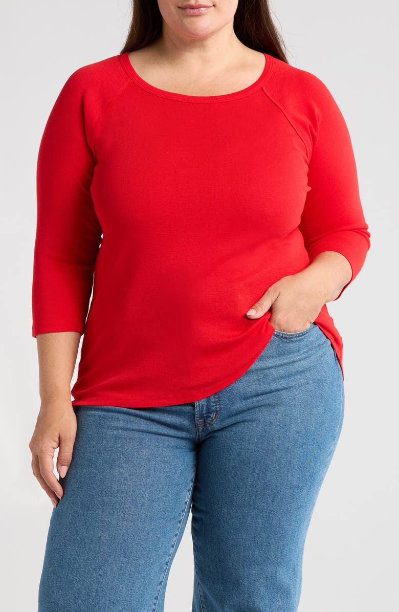 Exposed Seam Three Quarter Sleeve T-Shirt