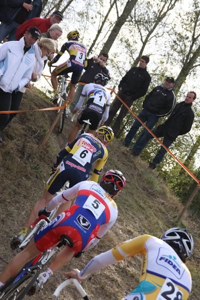 The lead group tackles a power climb.