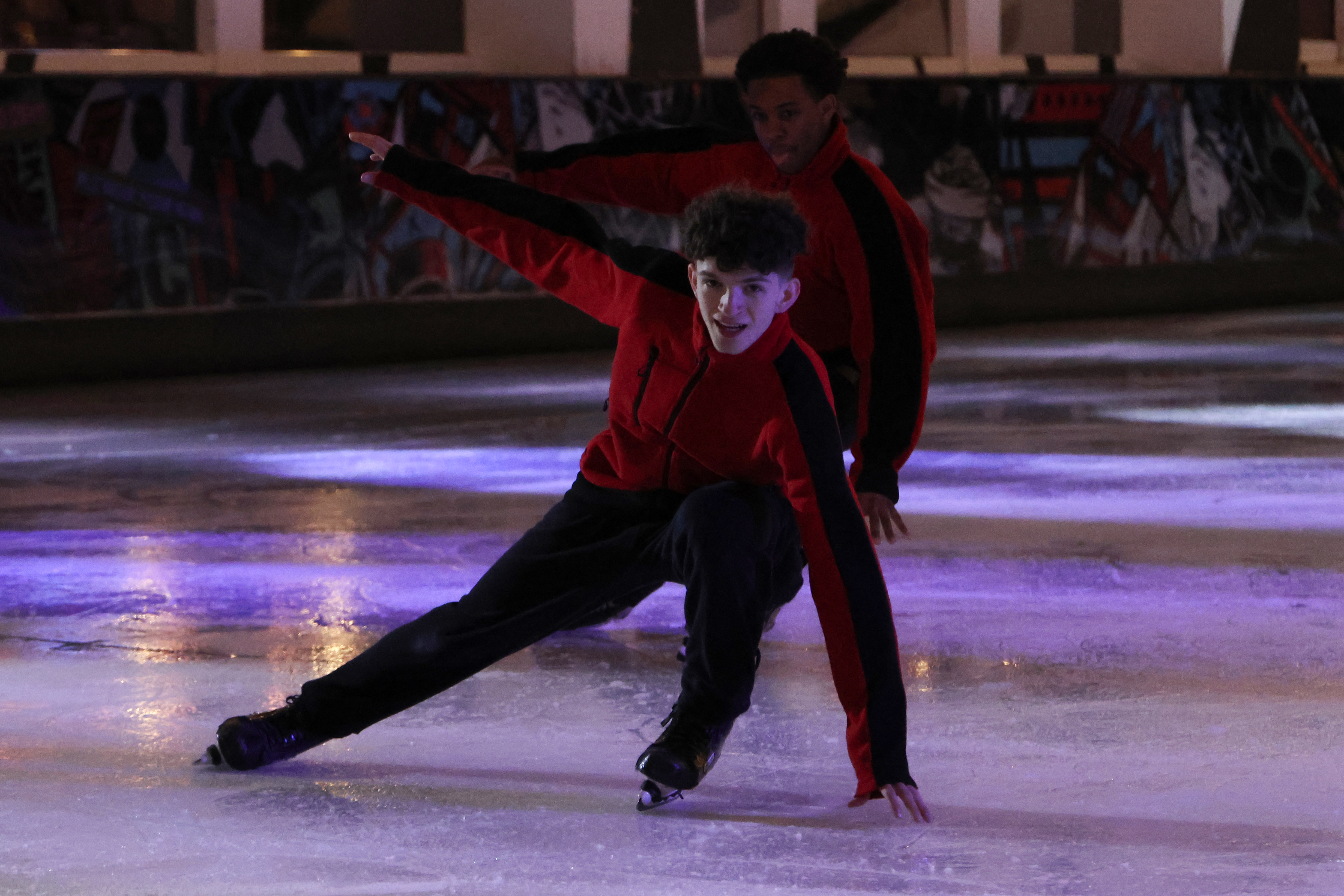 An ice skater performing a routine