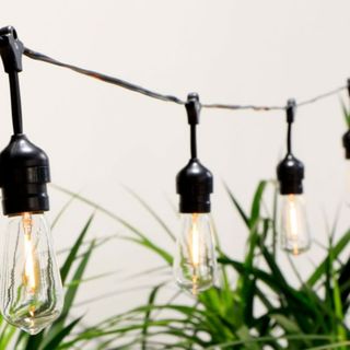 Black and glass outdoor string lights from West Elm