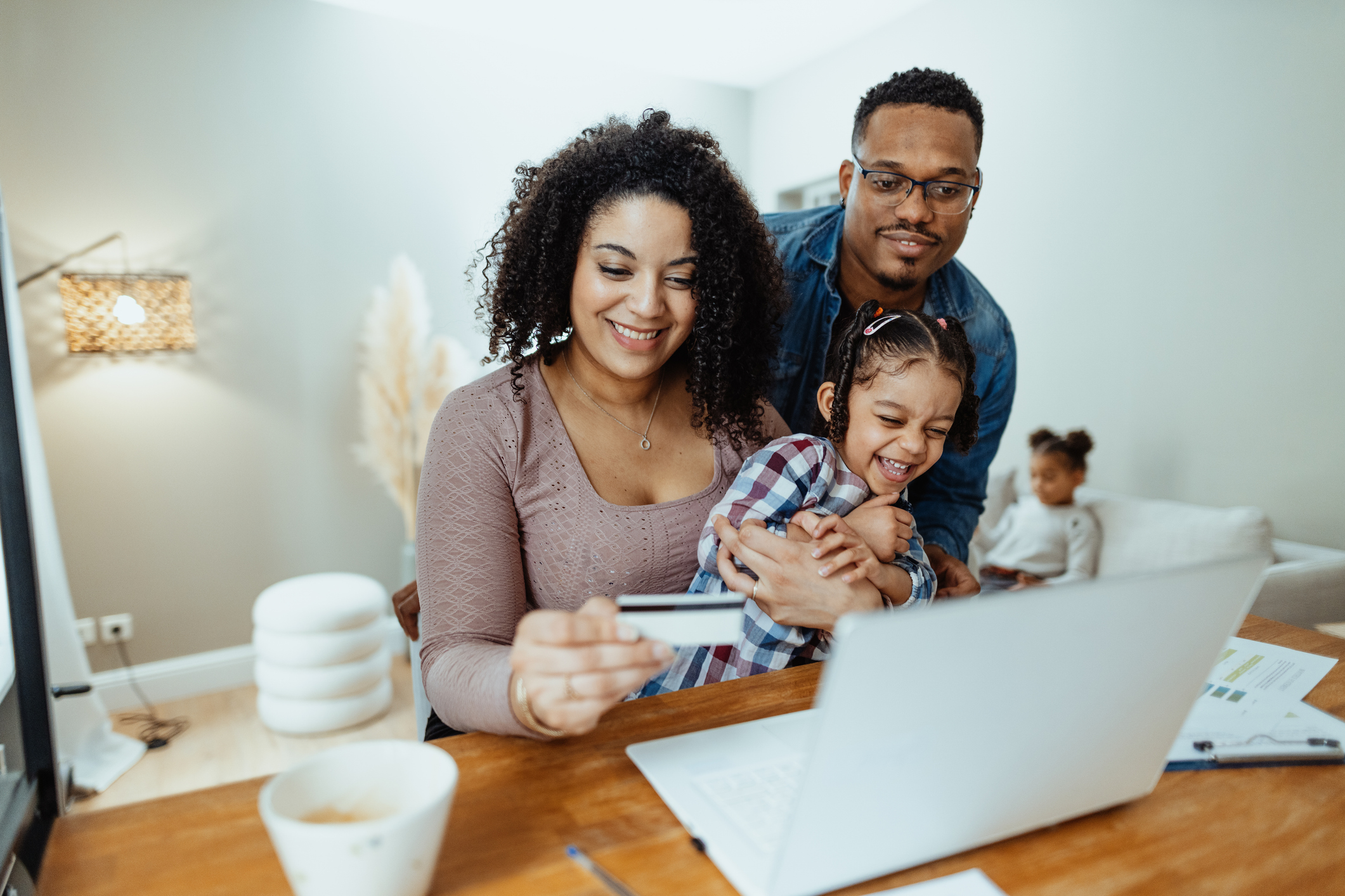 Young family managing their personal finances