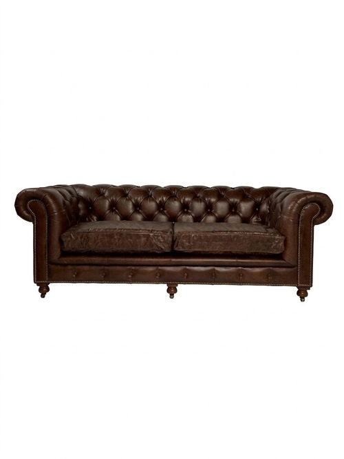 Rebel Dark Fudge Leather Chesterfield Sofa