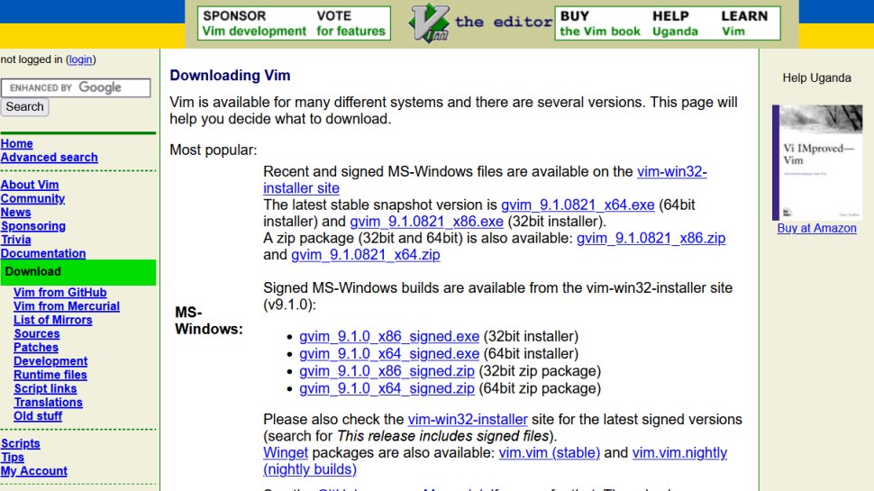 Vim website screenshot (July 2025).