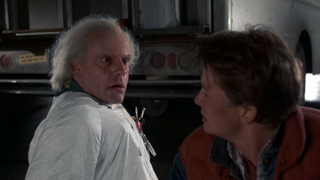 Doc and Marty at the end of Back to the Future