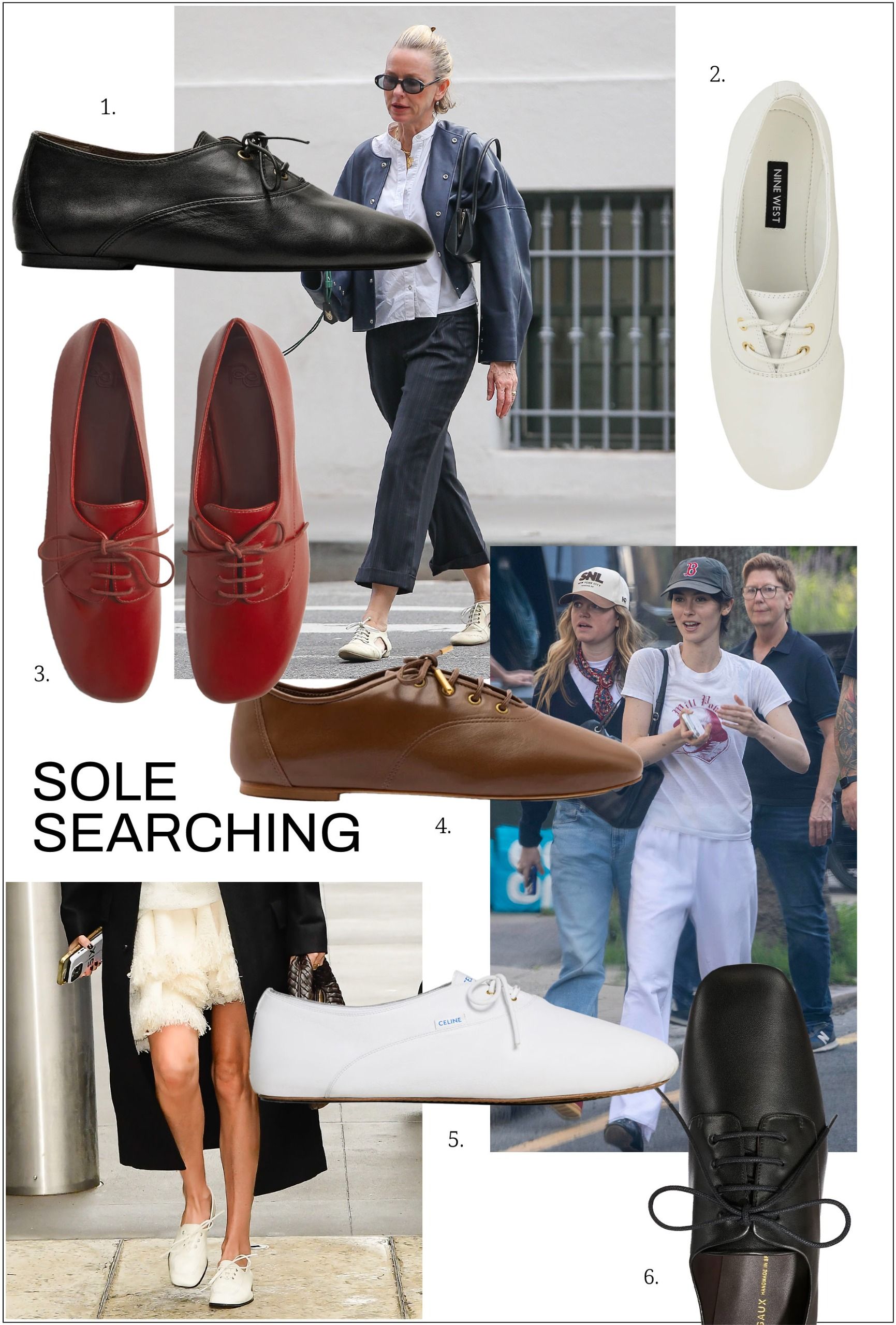 collage of celebrities wearing the jazz shoe trend for The A-List Edit