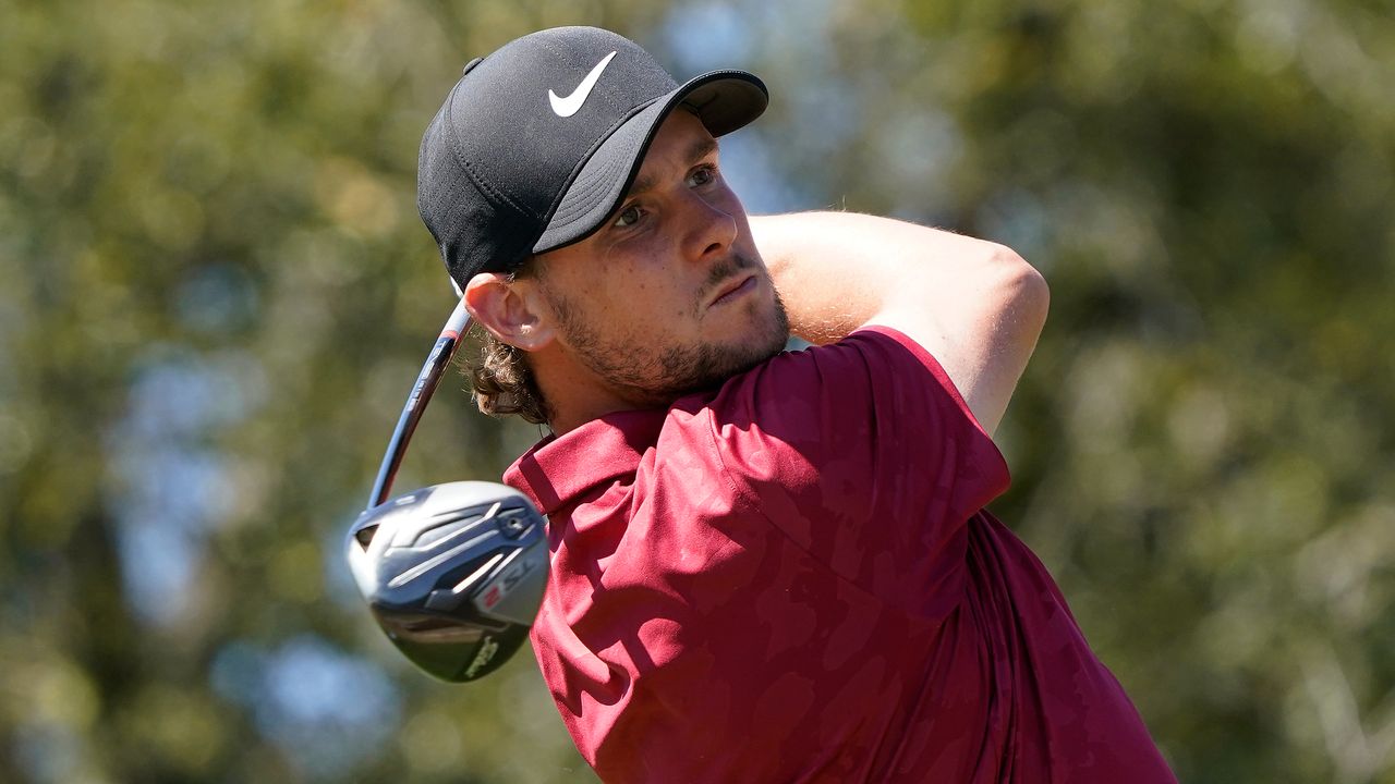 Thomas Pieters takes a tee shot during the 2022 WGC-Match Play