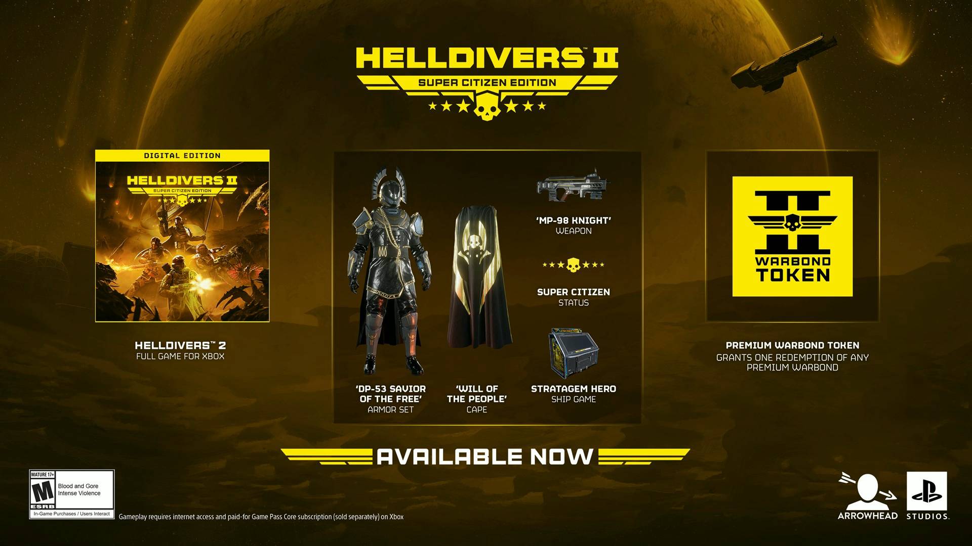 Helldivers 2 Warbond Token included in Super Citizen Edition of the game