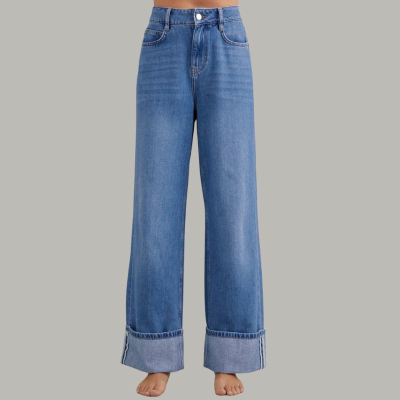 Nobody's Child turn up jeans on model 