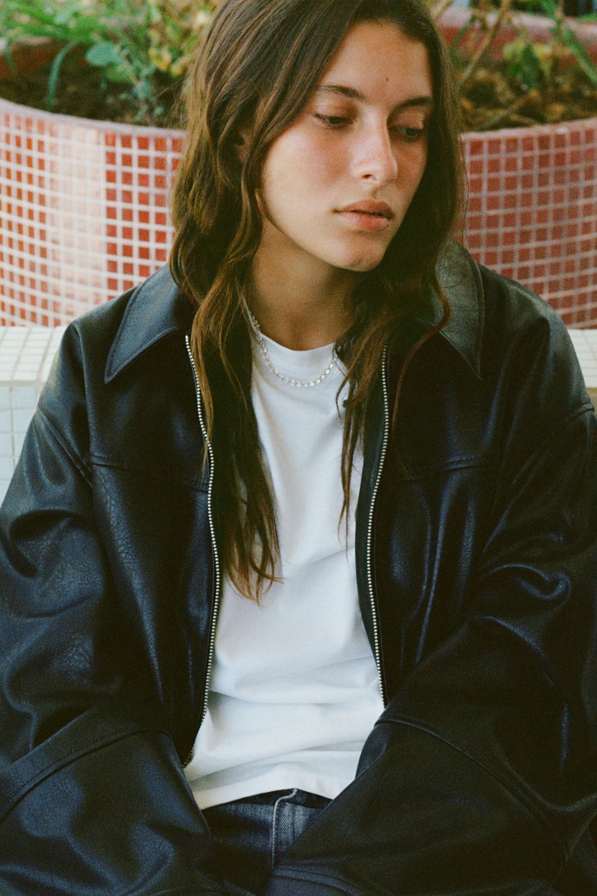 Leather Effect Bomber Jacket