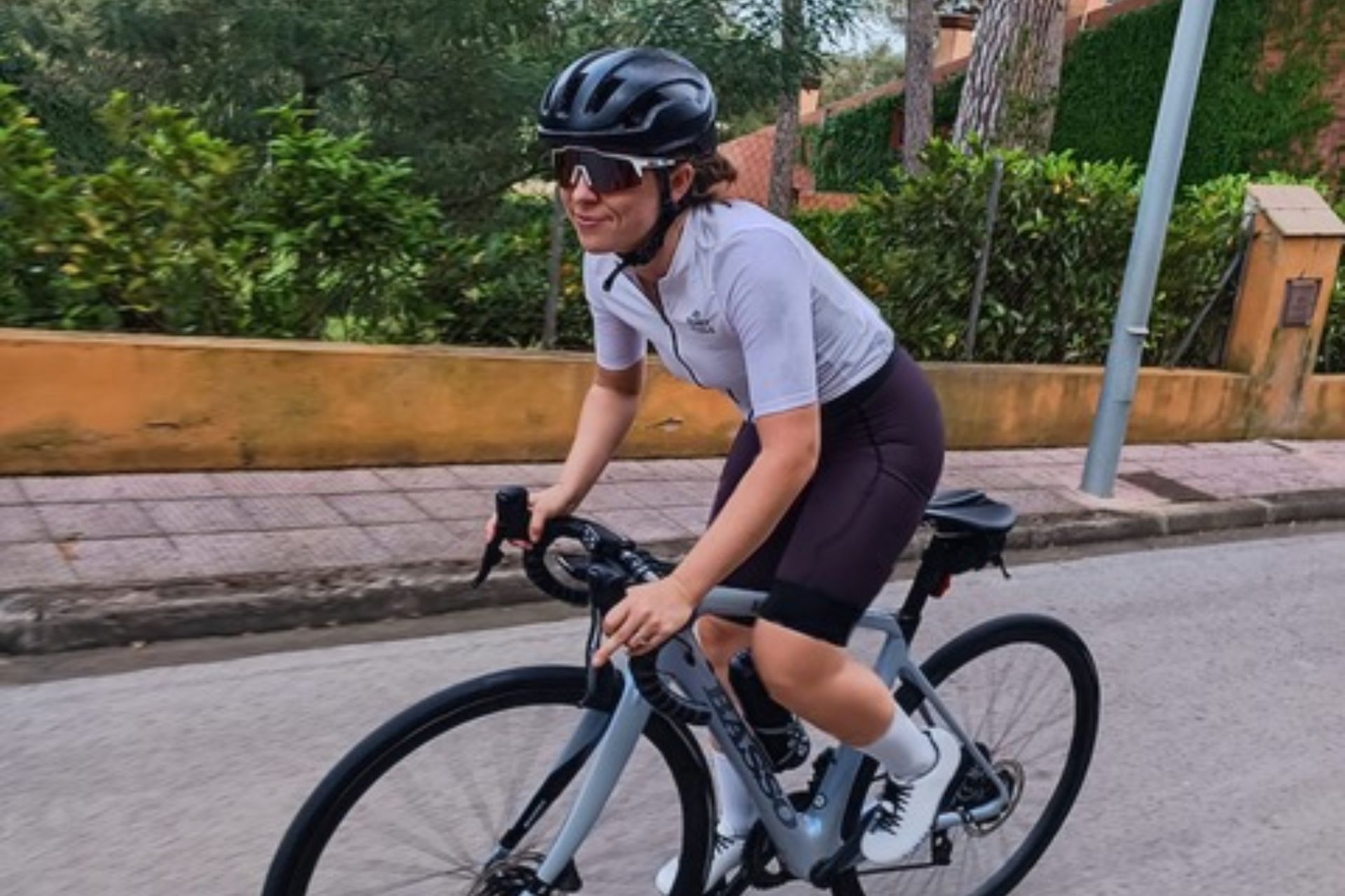 Louise Laker riding her bike