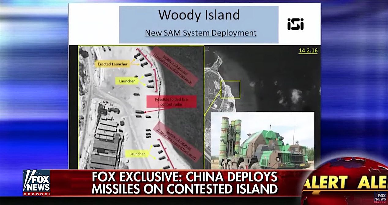 China has deployed surface-to-air missiles on the disputed Paracel Islands